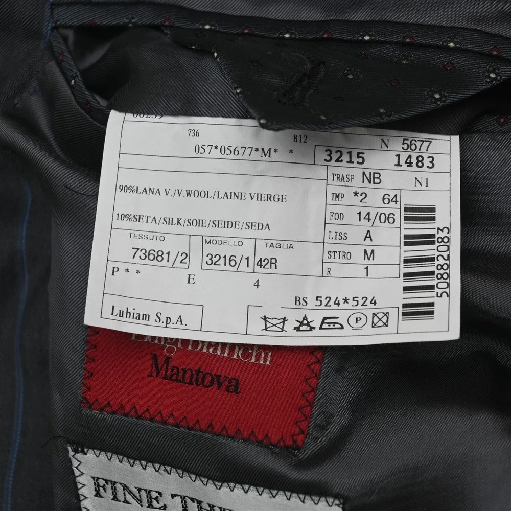 Luigi Bianchi Mantova 42R 34x30 Gray Striped 100% Wool Italy Jacket Pants Suit